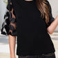 Contrast Applique Mesh Half Sleeve Blouse