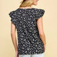 Animal Printed Top with Double Ruffled Short Sleeves