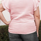 Plus - Light Pink Ruffled Round Neck Short Sleeve Top