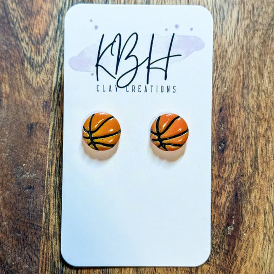 Basketball Stud Clay Earrings