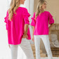 Round Neck Ruffle Sleeve Top