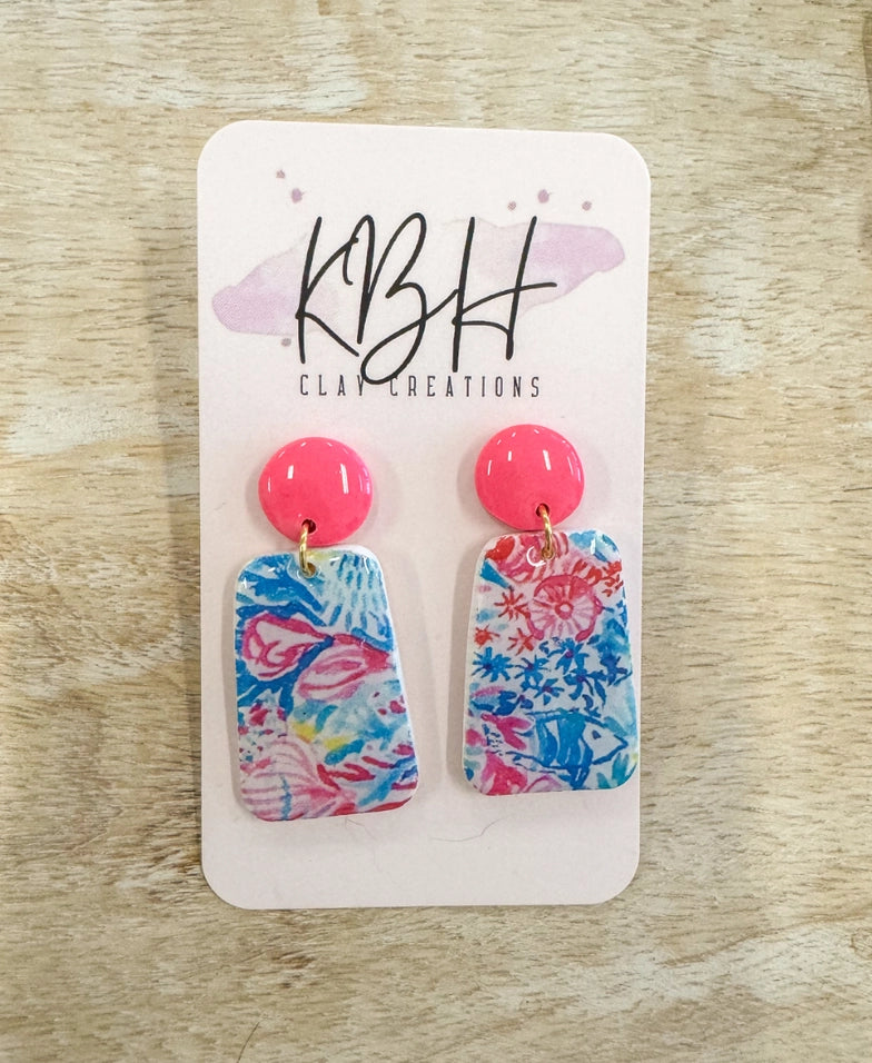 Lilly Rectangle Dangle Clay Earrings