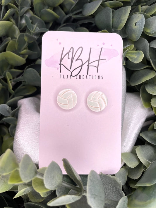 Volleyball Stud Clay Earrings